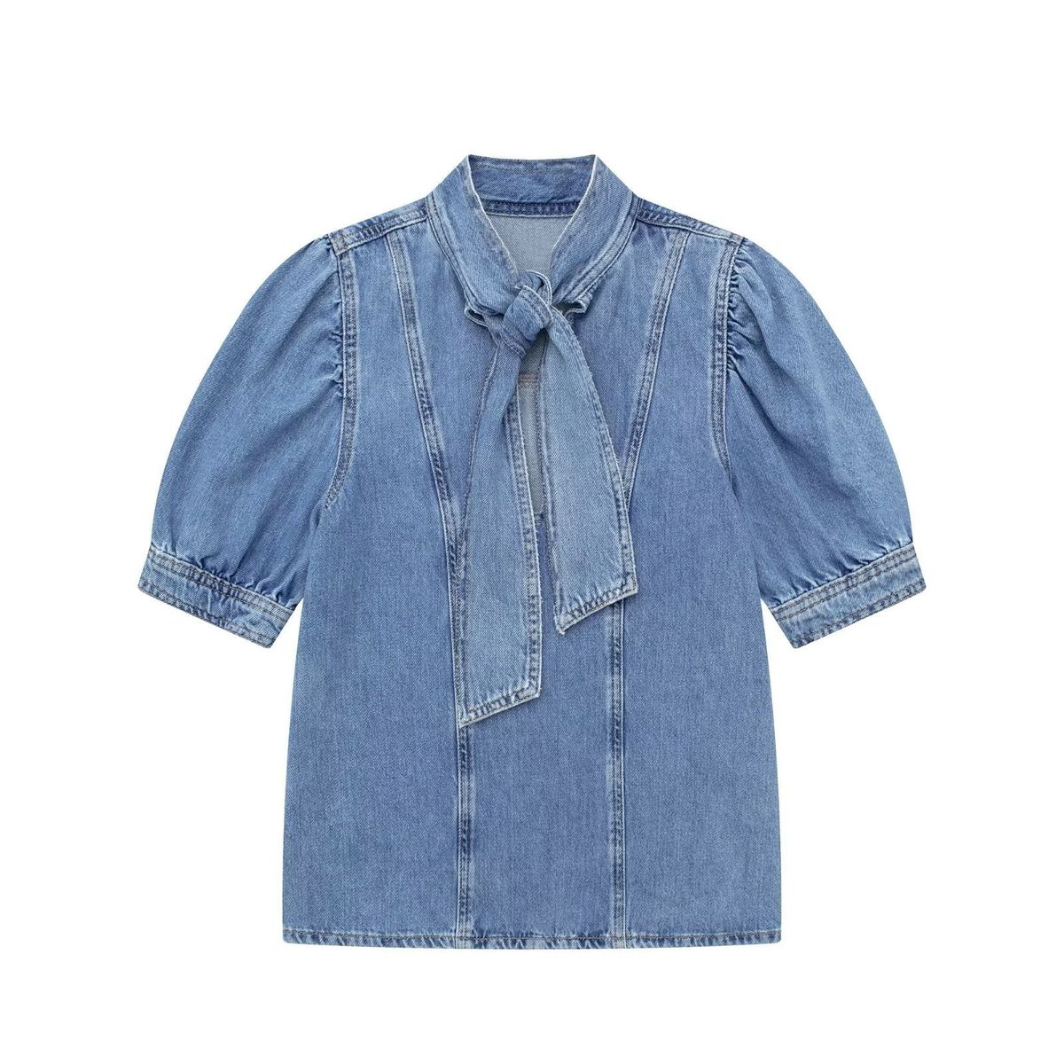 Chicco Foreign Trade Wholesale Street Style Bowknot Decorated Shirt 6164169 Denim Cape Skirt 6164157 Set_mkmklike.com