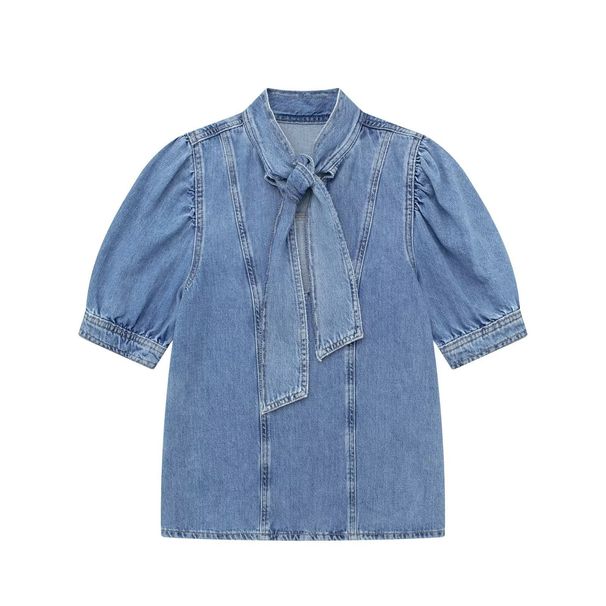 Chicco Foreign Trade Wholesale Street Style Bowknot Decorated Shirt 6164169 Denim Cape Skirt 6164157 Set_mkmklike.com