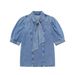 Chicco Foreign Trade Wholesale Street Style Bowknot Decorated Shirt 6164169 Denim Cape Skirt 6164157 Set_mkmklike.com