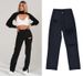 women's high waist slim straight denim trousers floor-length trousers ripped leg slits drape slightly flared trousers_mkmklike.com