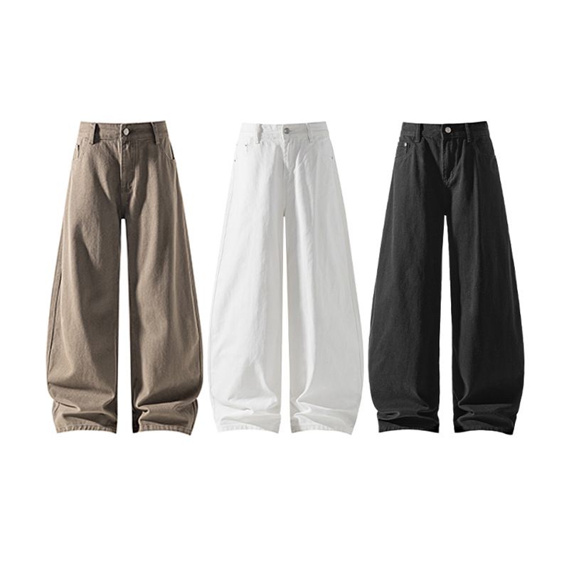 American-style Brown Jeans For Men And Women, Autumn Trendy Cleanfit Washed Casual Pa, Vintage Straight-leg Flared_mkmklike.com