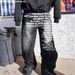 Men's High Street Hip Hop Casual Loose Wide Leg Straight Denim Jeans American Style Letter Print Washed Pants_mkmklike.com