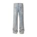 Men's Clothing Spring Cleanfit Ice Blue 501 Pants Slim Trendy Straight Drape Snowflake Pattern Washed Distressed Men_mkmklike.com