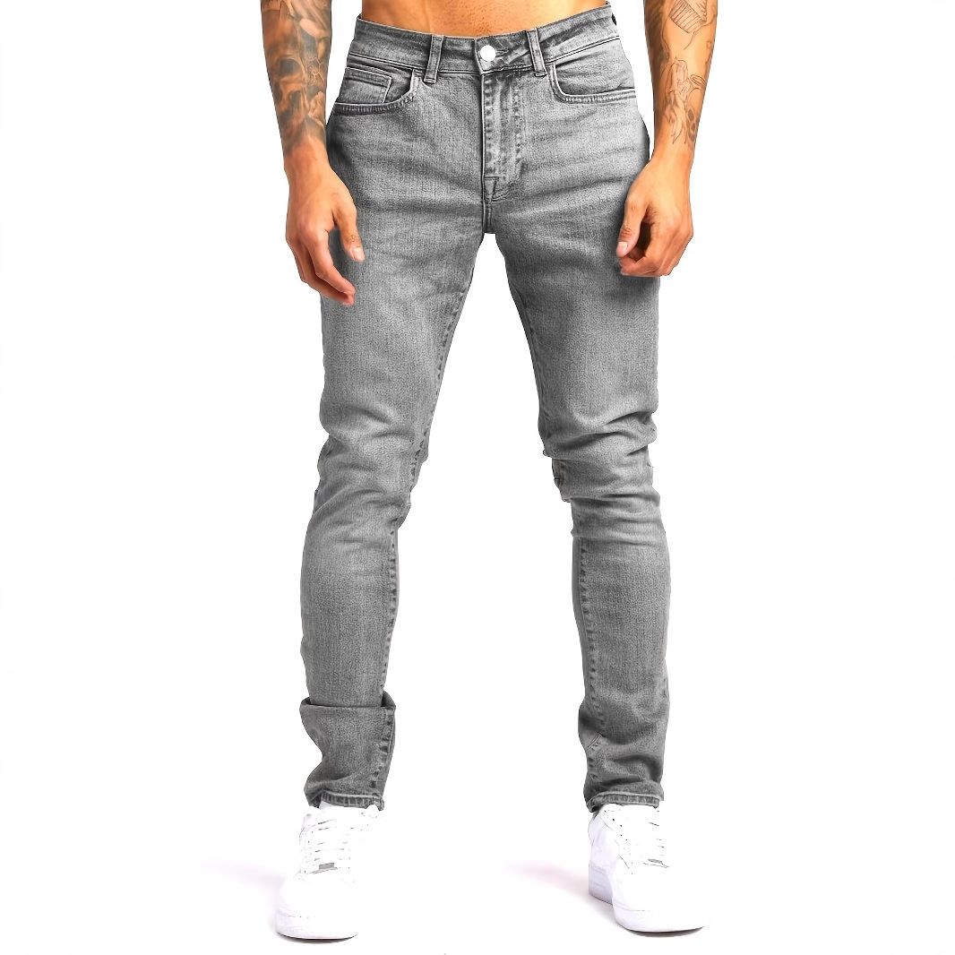 Men's Classic Straight Fit Jeans – Comfortable Cotton Denim Pants (Black/Blue, Regular Waist, Machine Washable)_mkmklike.com