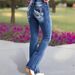 High-Waisted Stretch Flare Jeans With Embroidery – Comfort & Style For Women (S-XXL, Cotton-Spandex, Blue, Figure-Flattering Fit)_mkmklike.com