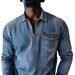 Pulse 2025 European And American Cross-Border Independent Station Men's Jacket Half-Zip Turn-Down Collar Denim Shirt Long_mkmklike.com