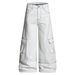 Contrast Stitch Wide-Leg Cargo Pants – Unisex Streetwear Utility Trousers With Drop-Crotch & Multi-Pocket Design_mkmklike.com