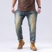 Spring And Summer American Yellow Mud Jeans Men's Heavy And Old Retro Washing Jeans Men's 3D Embossed Fat Jeans_mkmklike.com