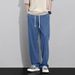 Men's Clothing Men's autumn new thin straight drawstring retro blue loose drape casual trousers_mkmklike.com