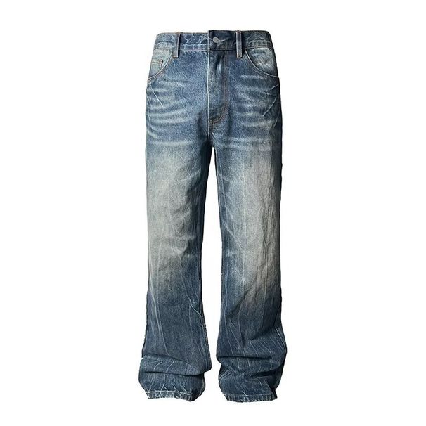 Streetwear High-Waist Straight-Leg Jeans For Teens – Trendy Washed Denim Pants With Stretch, Casual & Urban Style_mkmklike.com