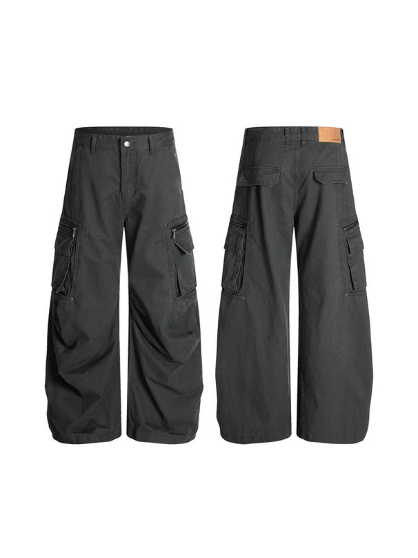 American Retro Multi-Pocket Overalls – Unisex Loose Fit Wide-Leg Denim Pants For Men & Women_mkmklike.com