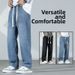 Men's Clothing Summer Thin Straight Leg Jeans Retro Distressed Washed Casual Dad Pants Loose Wide Leg_mkmklike.com