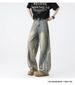 Men's High Street Retro Washed Distressed Tie Dye Jeans Loose Fit Slightly Flared Wide Leg Pants Vibe Denim_mkmklike.com