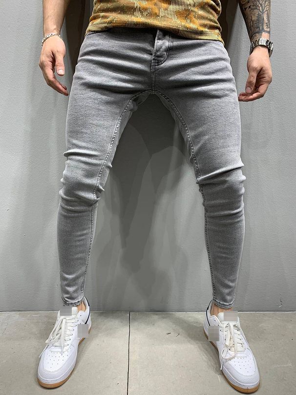 Men's Slim Fit High Stretch Denim Pants Europe And America New Ins Trousers For Men_mkmklike.com