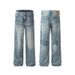 Men's Straight Leg Jeans Loose Fit Retro Niche Design Cool Street Style Trendy Couple Pants_mkmklike.com