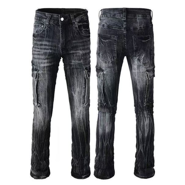 Premium Stretch Denim Jeans Slim Fit Bootcut Pants Lightning Wash for Men And Women_mkmklike.com