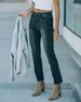 Women’s Clothing autumn and winter new style street trendy ordinary washed black frayed hem jeans for women_mkmklike.com