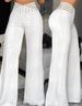 Women's Clothing water ripple high waisted straight casual wide leg hollowed out foreign style textured loose drape trousers_mkmklike.com