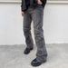 Men's Post-Apocalyptic Distressed Jeans – Patchwork Flared Pants With Raw Hem & Streetwear Edge_mkmklike.com