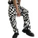 Pulse Men's Washed Jeans European And American Style Personalized Diamond Pattern Printed Straight Casual Pants SU2548_mkmklike.com