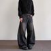 Men's Vintage Washed Jeans – High Street Relaxed Fit, Clean Aesthetic With Cat Whisker & Faded Details (Black/Blue, S-3xl)_mkmklike.com