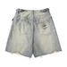 Heavy Industry Washed Denim Men's Trendy Punk Distressed And Worn-Out Fur Hem Loose Straight Leg Shorts For Summer_mkmklike.com