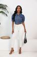 K New Short Sleeved Denim Jacket For Women With Bubble Sleeves_mkmklike.com