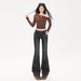 American Retro Style|Heavy-duty Washed Frayed Denim|Slim-fit Stretch Straight-leg Women's Jeans_mkmklike.com