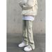 Vintage Washed High Street Jeans For Men - Distressed Tapered Leg With Zip Slit, Retro Straight Fit, Relaxed Trousers For Casual & Streetwear_mkmklike.com
