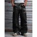 Men's Summer Wide Leg Pants Tie Dye Washed Jeans Loose Floor Length Trousers Street Style_mkmklike.com