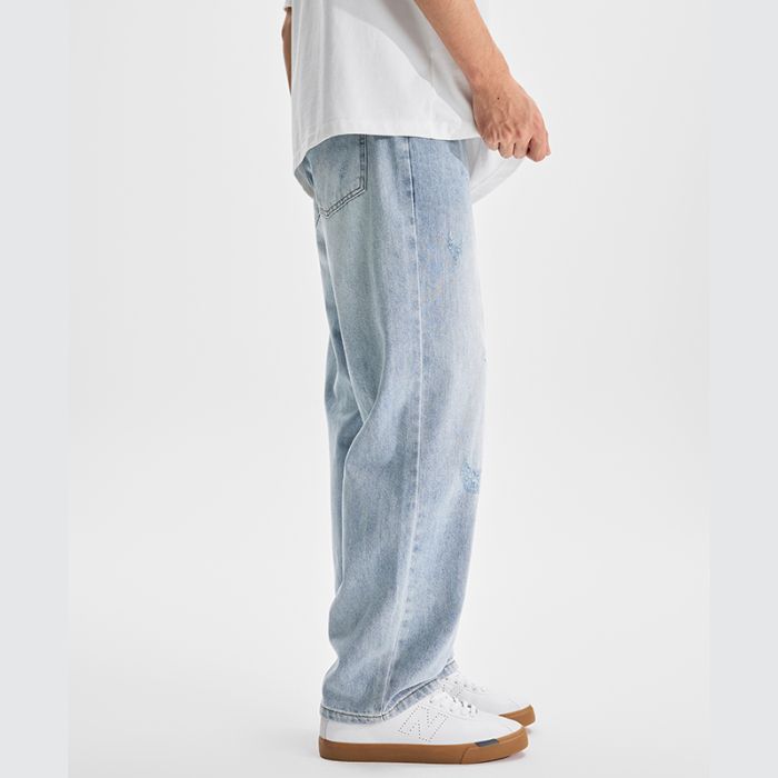 Ripped Jeans Men's Straight Loose Harlan Tide Brand Retro Wash Fattened Trousers Wide Legs American_mkmklike.com