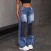 Women's Clothing Patchwork Patchwork Denim High Waist Tight Hip Raw Edge Women's Straight Denim_mkmklike.com
