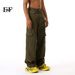 EF JEANS | 2024 New American Solid Color Large Pocket Overalls Army Green Casual Loose Straight Jeans_mkmklike.com