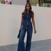 K New Women's Sleeveless Vest Fashion Wide Leg Pants Cowboy Set_mkmklike.com
