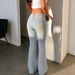 Light Blue Distressed Butterfly Rhinestone Flared Jeans High Waist Full Rhinestone Slimming Floor Length Women's Denim Pants_mkmklike.com