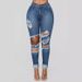 European American Foreign Trade High-waisted Stretch Ripped Slim-fit Women's Jeans, Slimming And Highly Elastic_mkmklike.com