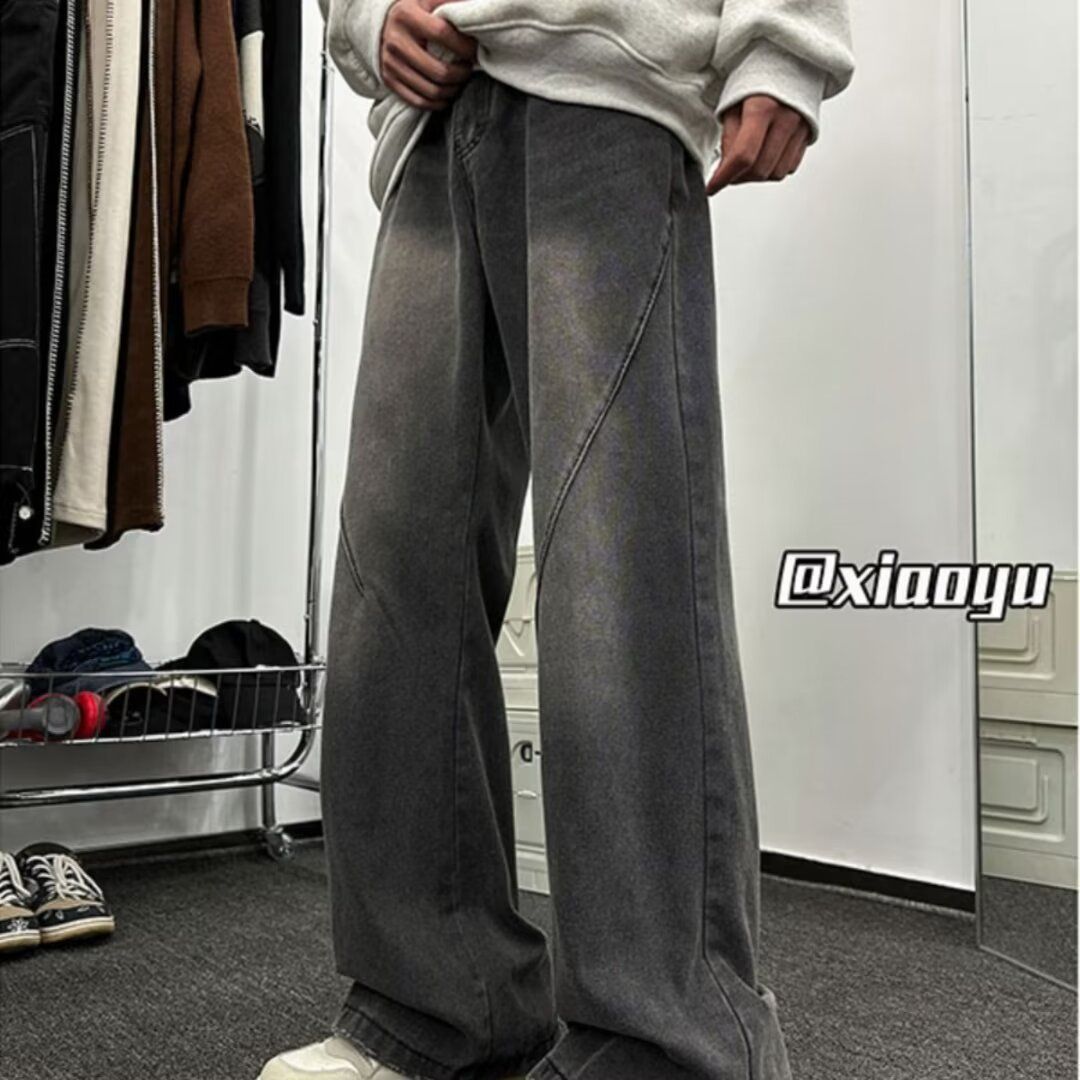 Tide Brand High Street American Soot Black Jeans Show Height And Thinness Versatile Design Sense Niche Straight Micro Pull New Models_mkmklike.com