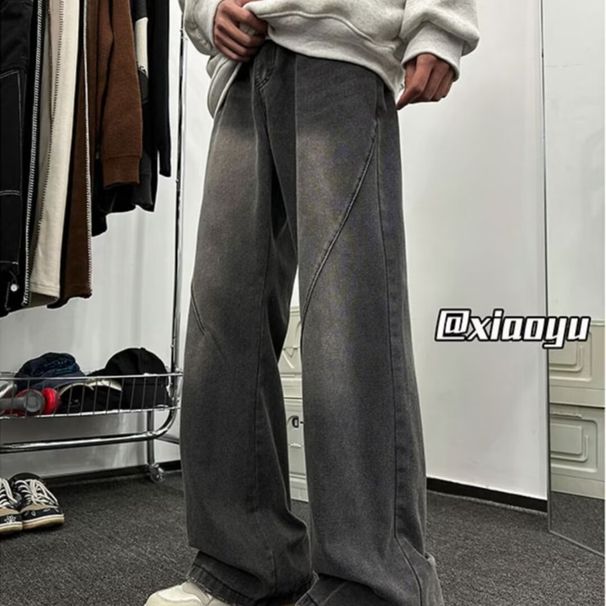 Tide Brand High Street American Soot Black Jeans Show Height And Thinness Versatile Design Sense Niche Straight Micro Pull New Models_mkmklike.com