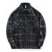American Retro Plaid Shirt Men, Spring And Autumn Loose Brushed Long Sleeve High-end Turn-down Collar Jacket Commuter_mkmklike.com