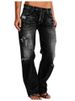 K Ladies' Denim Pants Trend Distressed Mid Waist Ripped Casual Straight Leg Pants_mkmklike.com
