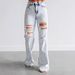 Women's Straight Leg Ripped Jeans Mid-Waisted Loose Fit Denim for Autumn European And American Cross-Border E-commerce_mkmklike.com