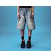 Men's Clothing Men's Plaid Shirt Chain Print Denim Shorts Street Casual Cropped Jeans Harajuku Style For Formal & Casual_mkmklike.com