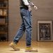 Men's Trendy High End Blue Grey Jeans American Style Minimalist Washed Straight Leg Stretch Anti Theft for Youth_mkmklike.com