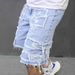 Men's Classic Fit Distressed Denim Shorts – Summer Ripped Casual Shorts With Vintage Wash, Straight Leg & Raw Hem_mkmklike.com
