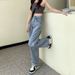 American-style Loose-fitting Wide-leg Jeans For Women, High-waisted, Height-enhancing, Slimming, Floor-length Jeans,_mkmklike.com