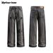 Men's Clothing Retro Washed Hole Workwear Jeans Trendy Brand Loose Straight Men And Women Wide Leg Mopping Casual Trousers_mkmklike.com
