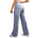 Women's Clothing New Discount Craft Washed Mid Waist Wide Leg Jeans Loose Casual Versatile_mkmklike.com