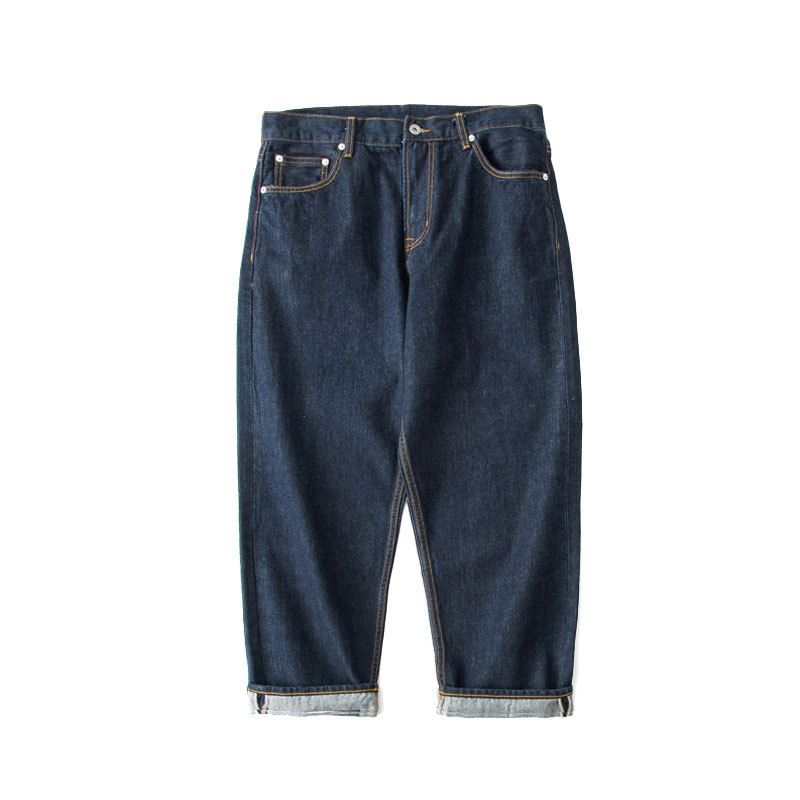 Men's 14OZ Selvedge Denim Raw Classic Workwear Loose Wide Leg Jeans For Men Classic Workwear Loose Fit Raw Denim Jeans_mkmklike.com