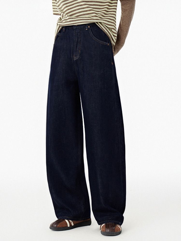 Clair Clair Warm And Non-Bulky Fleece-Lined Jeans Loose Feel Scimitar 2025 Winter New Versatile Long Pants 6111_mkmklike.com