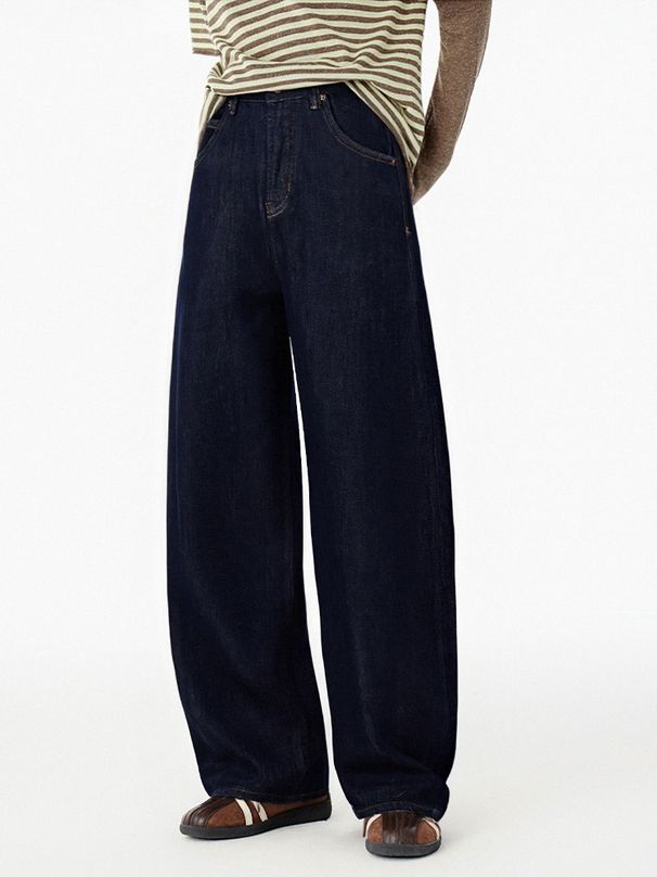 Clair Clair Warm And Non-Bulky Fleece-Lined Jeans Loose Feel Scimitar 2025 Winter New Versatile Long Pants 6111_mkmklike.com